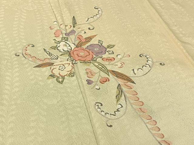 平和屋着物▽中国三大刺繍 相良刺繍 総刺繍 訪問着 単衣 辻が花 金糸 銀通し地 正絹 逸品 AABG8868jh