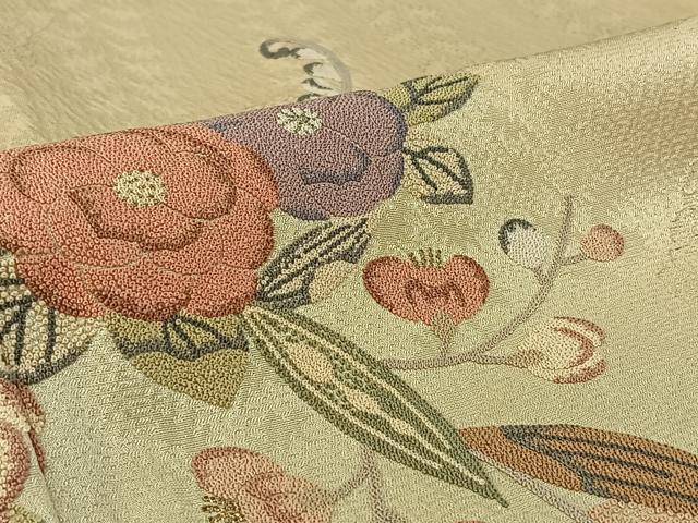 平和屋着物▽中国三大刺繍 相良刺繍 総刺繍 訪問着 単衣 辻が花 金糸 銀通し地 正絹 逸品 AABG8868jh