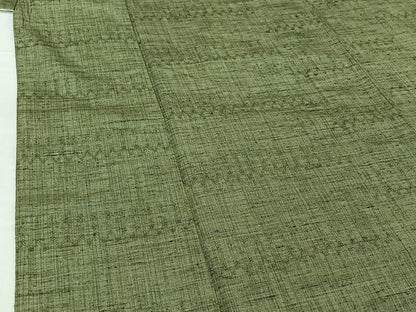 平和屋着物▽上質な紬 単衣 横段文 正絹 逸品 AABG8871jh