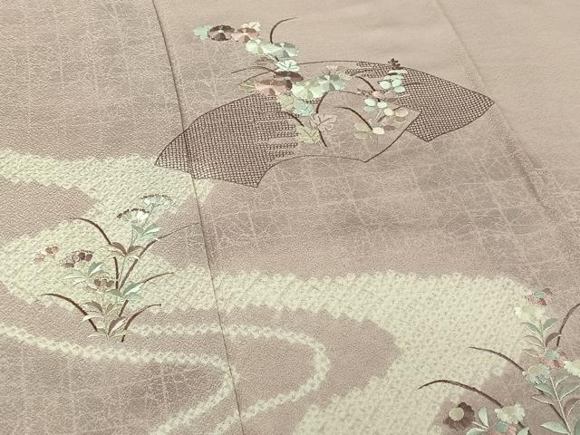 平和屋着物▽中国三大刺繍 汕頭刺繍 スワトウ刺繍 訪問着 単衣 絞り 地紙花文 正絹 逸品 AABG8872jh