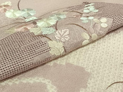 平和屋着物▽中国三大刺繍 汕頭刺繍 スワトウ刺繍 訪問着 単衣 絞り 地紙花文 正絹 逸品 AABG8872jh