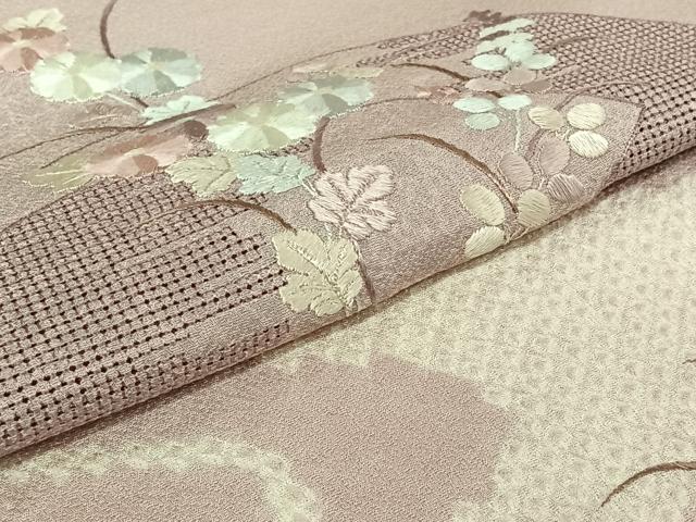 平和屋着物▽中国三大刺繍 汕頭刺繍 スワトウ刺繍 訪問着 単衣 絞り 地紙花文 正絹 逸品 AABG8872jh