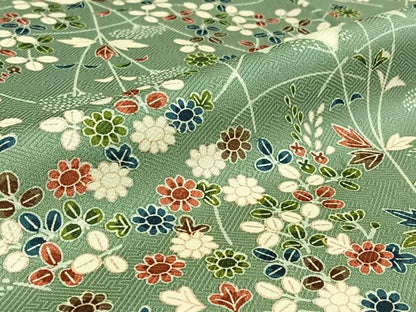 平和屋着物▽上質な小紋　単衣　雲取り花文　正絹　逸品　AABG8873jh