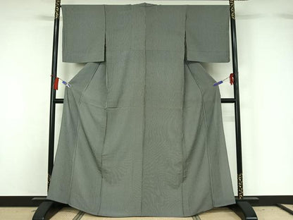 平和屋着物▽上質な小紋 単衣 縞 正絹 逸品 AABG8874jh