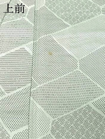 平和屋着物▽お召 単衣 幾何学文様 正絹 逸品 AABG8876jh