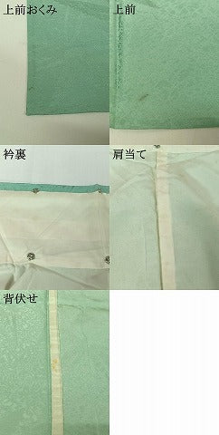 平和屋着物▽上質な色無地　単衣　草葉地紋　錆青磁色　正絹　逸品　AABG8877jh