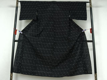 平和屋着物▽上質な紬 単衣 琉球絣文様 正絹 逸品 AABG8880jh