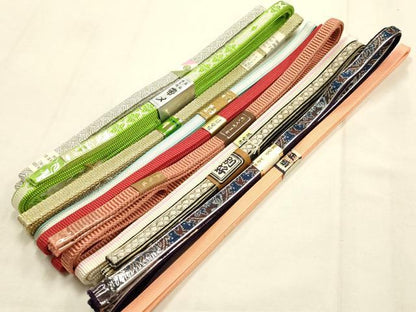 平和屋着物●和装小物　帯締め10本セット　三分紐　四分紐　博多織　めいくやまと　金銀糸　長尺　三越扱い　逸品　未使用　AABG8900ay
