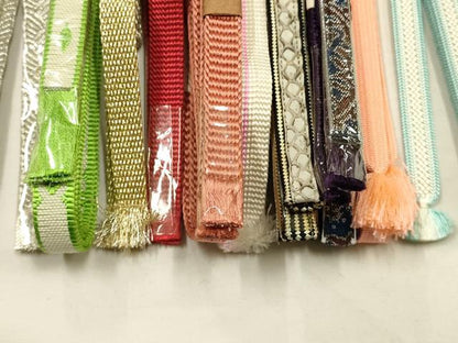 平和屋着物●和装小物　帯締め10本セット　三分紐　四分紐　博多織　めいくやまと　金銀糸　長尺　三越扱い　逸品　未使用　AABG8900ay