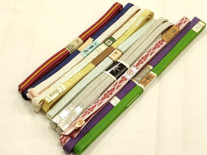 平和屋着物●和装小物　帯締め10本セット　三分紐　四分紐　佐賀錦　本場筑前博多織　金銀糸　高島屋扱い　逸品　未使用　AABG8901ay