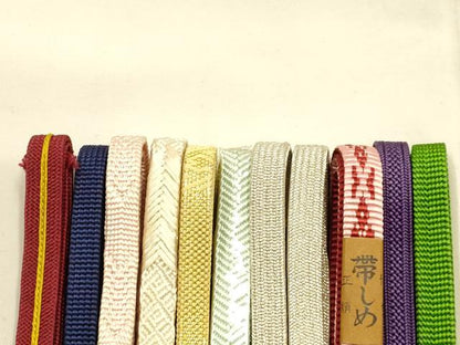 平和屋着物●和装小物　帯締め10本セット　三分紐　四分紐　佐賀錦　本場筑前博多織　金銀糸　高島屋扱い　逸品　未使用　AABG8901ay