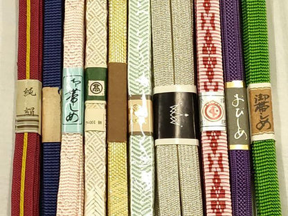 平和屋着物●和装小物　帯締め10本セット　三分紐　四分紐　佐賀錦　本場筑前博多織　金銀糸　高島屋扱い　逸品　未使用　AABG8901ay