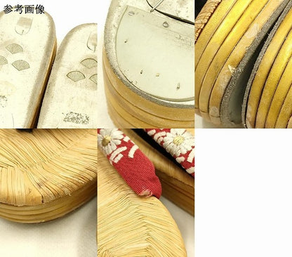 平和屋着物●和装小物　和装草履　厚底草履　畳表　刺繍　金糸　逸品　AABG8911ay
