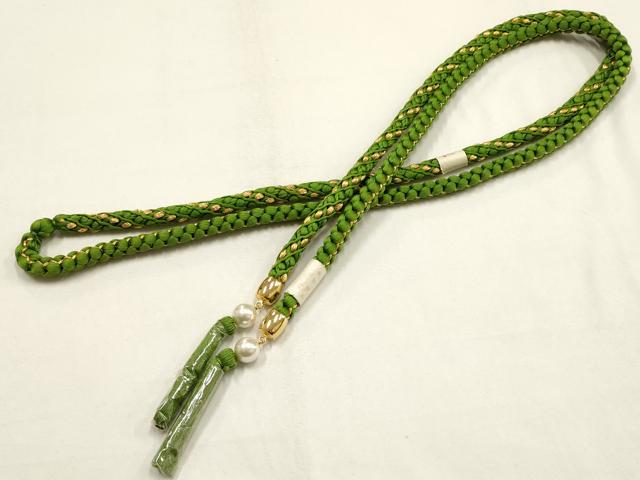 平和屋本店●和装小物　帯締め・帯揚げセット　振袖用　総絞り　松　パール　金糸　金彩　逸品　未使用　AABG8929ay