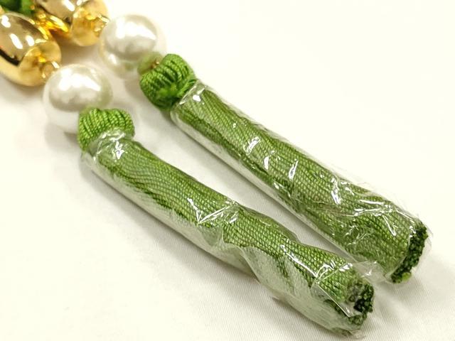 平和屋本店●和装小物　帯締め・帯揚げセット　振袖用　総絞り　松　パール　金糸　金彩　逸品　未使用　AABG8929ay