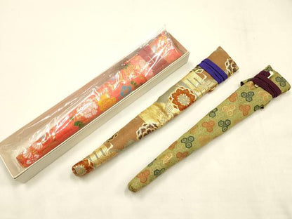 平和屋着物▼和装小物 扇子袋まとめて10点 花柄 松皮菱 縞 金糸 逸品 未使用品あり AABG8941ay