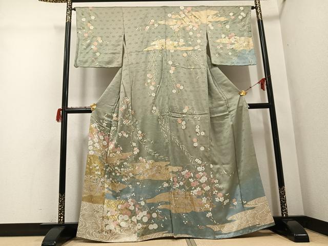 平和屋着物●訪問着　枝花文　金彩　正絹　逸品　AABG9002ph