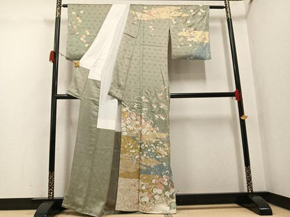 平和屋着物●訪問着　枝花文　金彩　正絹　逸品　AABG9002ph