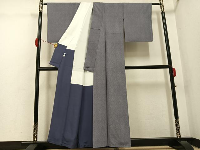 平和屋着物●江戸小紋　作家物　田島紫江　極小鮫小紋柄　反端付き　正絹　逸品　AABG9003ph