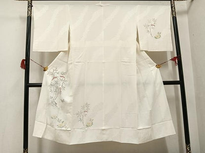 平和屋着物●長襦袢　袷　手描き　花鳥文　正絹　逸品　AABG9012ph
