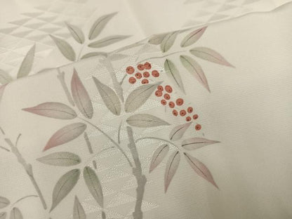 平和屋着物●長襦袢　袷　手描き　花鳥文　正絹　逸品　AABG9012ph