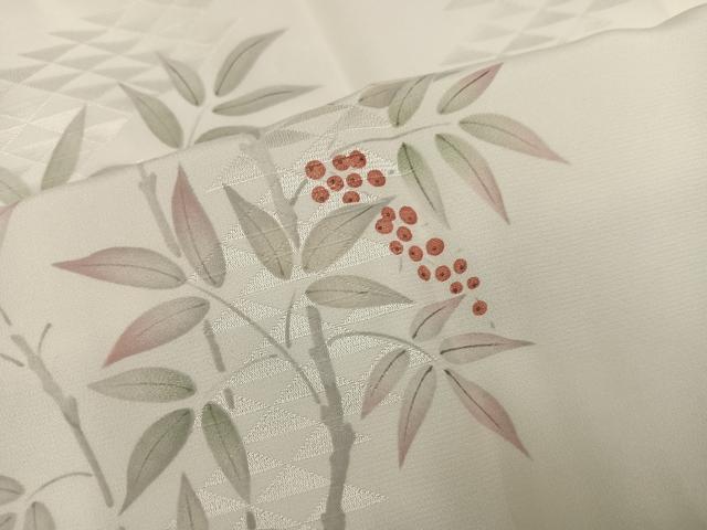 平和屋着物●長襦袢　袷　手描き　花鳥文　正絹　逸品　AABG9012ph
