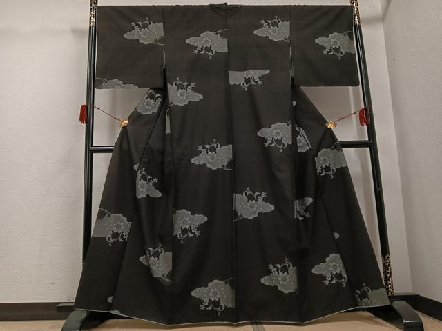 平和屋着物●本場大島紬　カタス9マルキ　地空き　総絣　花唐草雲文　正絹　逸品　AABG9014ph