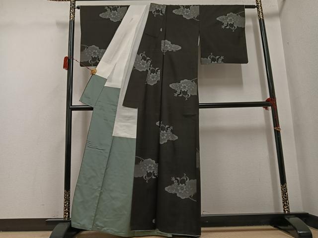 平和屋着物●本場大島紬　カタス9マルキ　地空き　総絣　花唐草雲文　正絹　逸品　AABG9014ph