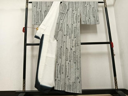 平和屋着物●本疋田絞り　小紋　総絞り　間道　黒地　正絹　逸品　AABG9017ph