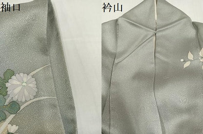 平和屋着物●訪問着　作家物　手描き　草花文　暈し染め　金彩　正絹　逸品　AABG9018ph