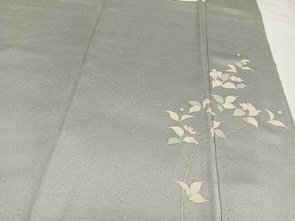平和屋着物●訪問着　作家物　手描き　草花文　暈し染め　金彩　正絹　逸品　AABG9018ph