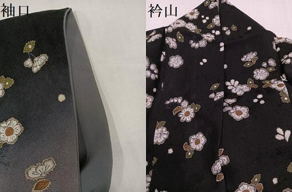 平和屋着物●訪問着　辻が花　暈し染め　黒地　金彩　正絹　逸品　AABG9021ph