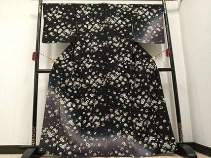 平和屋着物●訪問着　辻が花　暈し染め　黒地　金彩　正絹　逸品　AABG9021ph