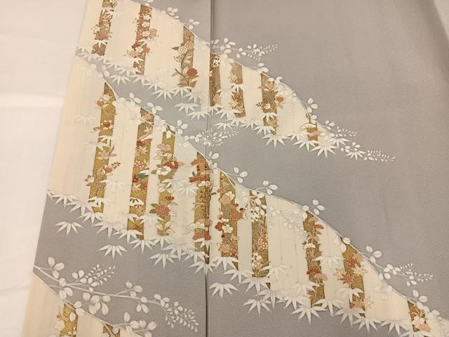 平和屋着物●訪問着　友禅　駒刺繍　松竹梅文　金彩　正絹　逸品　AABG9026ph
