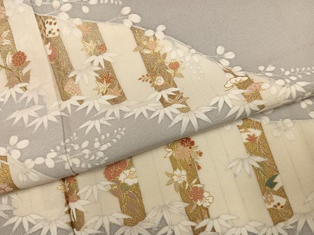 平和屋着物●訪問着　友禅　駒刺繍　松竹梅文　金彩　正絹　逸品　AABG9026ph