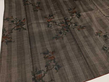 平和屋着物●本場大島紬　一元絣　草花文　正絹　逸品　AABG9028ph