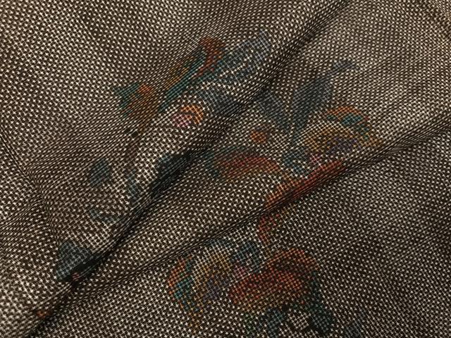 平和屋着物●本場大島紬　一元絣　草花文　正絹　逸品　AABG9028ph