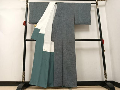 平和屋着物●染色作家　青野保夫　小紋　霞文　正絹　逸品　AABG9029ph
