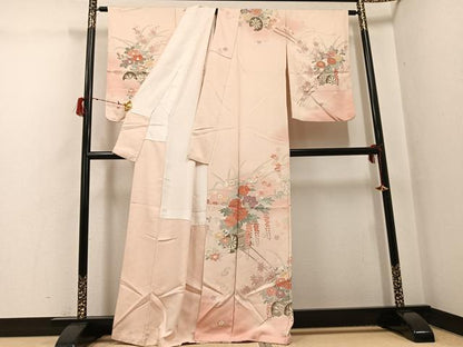平和屋着物●訪問着　友禅　刺繍　花車文　暈し染め　金彩　正絹　逸品　AABG9030ph