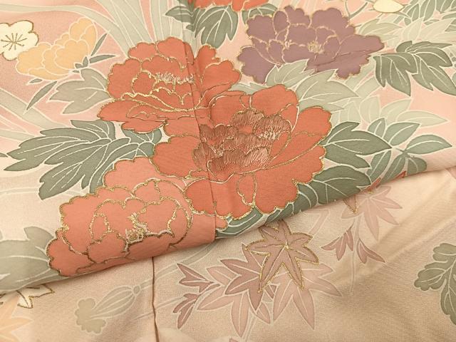 平和屋着物●訪問着　友禅　刺繍　花車文　暈し染め　金彩　正絹　逸品　AABG9030ph