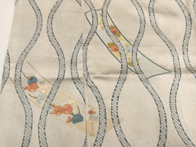 平和屋着物●訪問着　刺繍　立涌草花文　正絹　逸品　AABG9031ph
