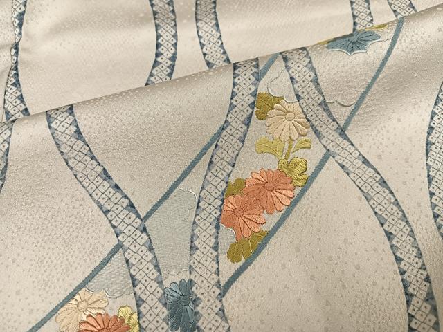 平和屋着物●訪問着　刺繍　立涌草花文　正絹　逸品　AABG9031ph