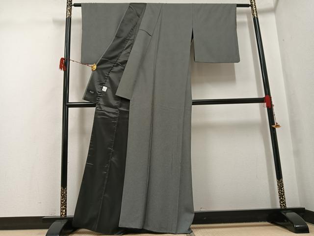 平和屋着物●江戸小紋　鮫小紋柄　黒地　洗える着物　AABG9032ph