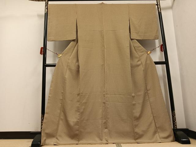 平和屋着物●上質な小紋　格子　正絹　逸品　AABG9034ph