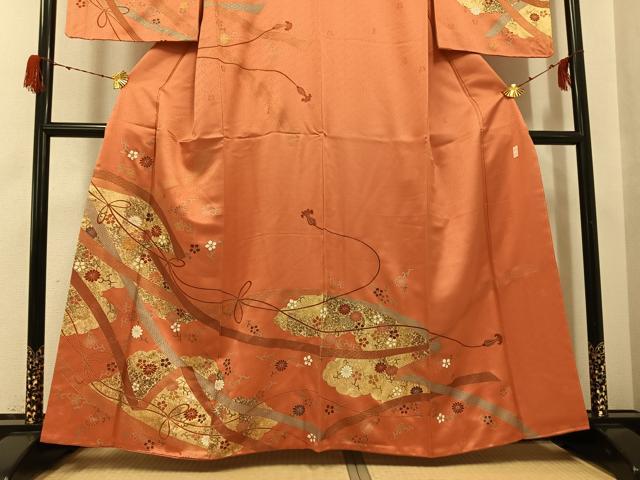 平和屋着物●十日町老舗ブランド　吉澤友禅　吾妻徳穂　訪問着　駒刺繍　花唐草文　金彩　正絹　逸品　AABG9037ph