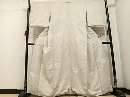 平和屋着物●上質な小紋　舞桜文　銀彩　正絹　逸品　AABG9038ph