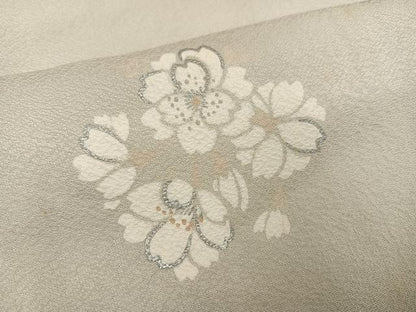 平和屋着物●上質な小紋　舞桜文　銀彩　正絹　逸品　AABG9038ph