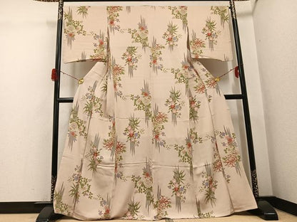 平和屋着物●上質な小紋　草花文　正絹　逸品　AABG9039ph