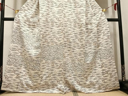 平和屋着物●創業460年・千總　訪問着　草花文　金彩　たとう紙付き　正絹　逸品　AABG9041ph