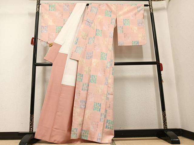 平和屋着物●京都の和装業の老舗一門　千切屋　羽衣絵絣　紬　反端付き　正絹　逸品　AABG9042ph